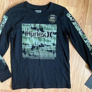 Hurley Kids Long Sleeve Shirt in Black and Green size 6